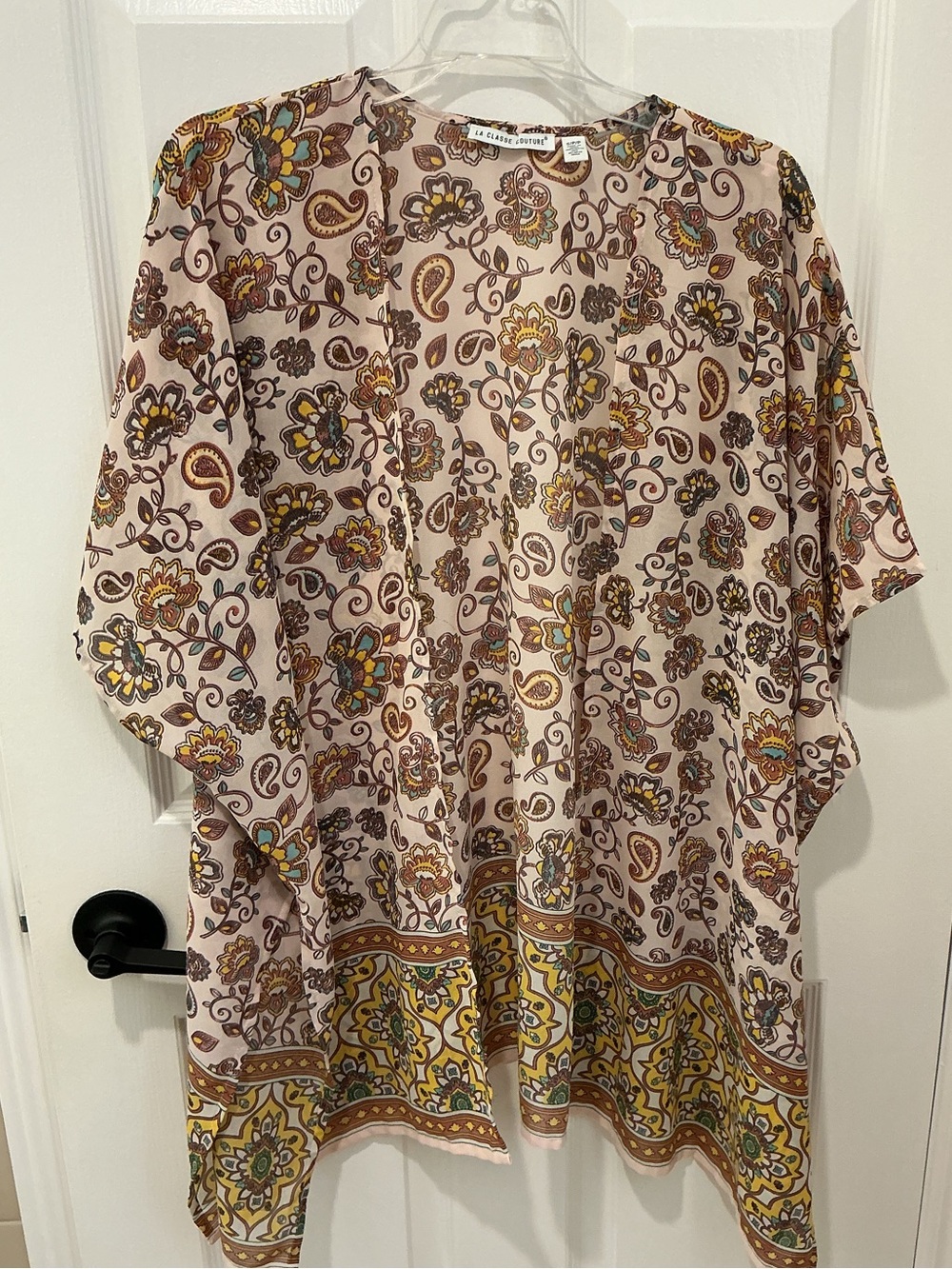 Pink Paisley Floral Open-Front Kimono